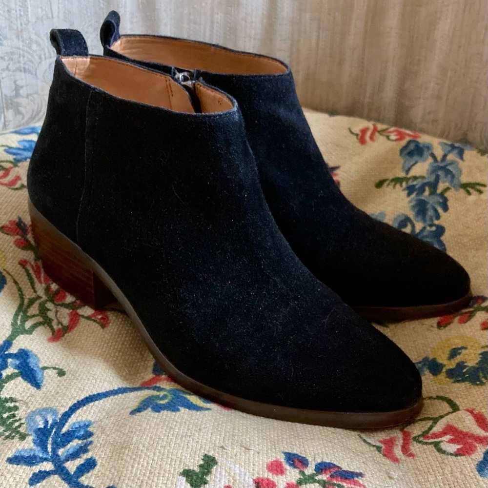 J Crew Sawyer suede booties in black suede